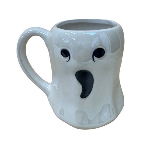 Ghost-Shaped Ceramic Mug 12.3 Oz White With Black Features By Walmart - Picture 1 of 4